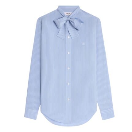 CELINE ROMY LAVALLIÈRE SHIRT IN STRIPED SILK