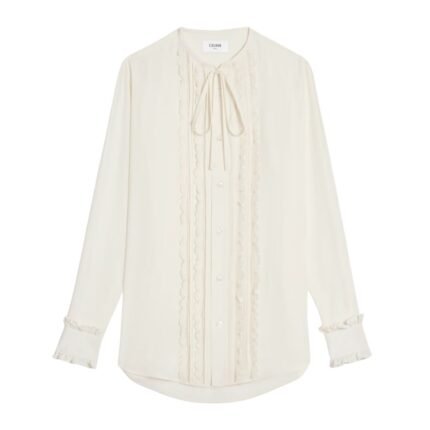 CELINE FRILLED ROMY SHIRT IN SILK CREPE AND ACETATE