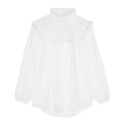 CELINE EMBROIDERED ROMY SHIRT IN COTTON MUSLIN