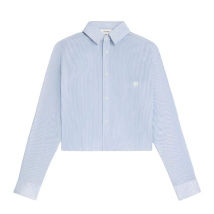 CELINE CROPPED SHIRT IN STRIPED COTTON LINEN