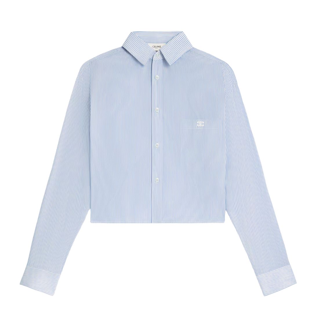 1 CELINE CROPPED SHIRT IN STRIPED COTTON LINEN