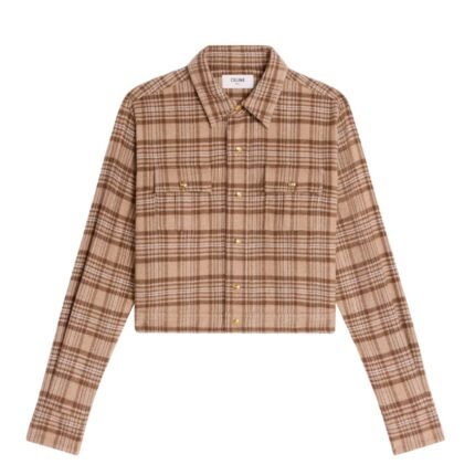 CELINE ROMY CROPPED SHIRT IN CHECKED CASHMERE