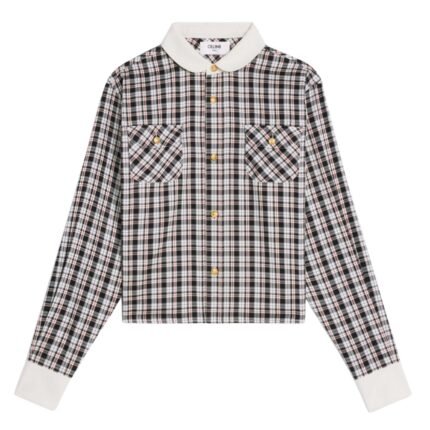 CELINE CROPPED SHIRT IN CHECK SILK