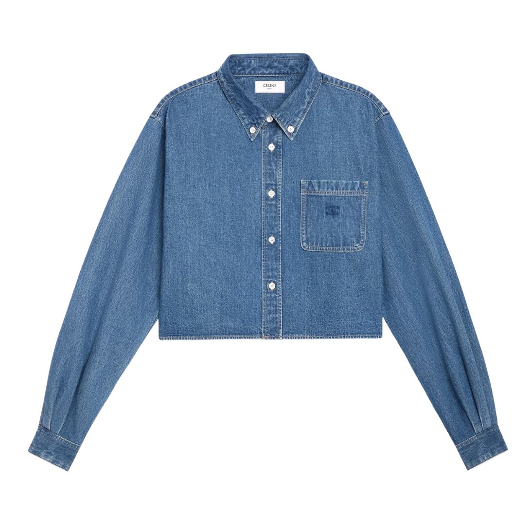1 CELINE CROPPED SHIRT IN UNION OCEAN WASH DENIM