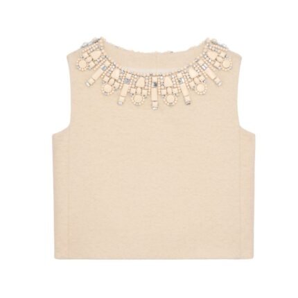 CELINE EMBROIDERED TOP IN BOUCLETTE NATTÉ