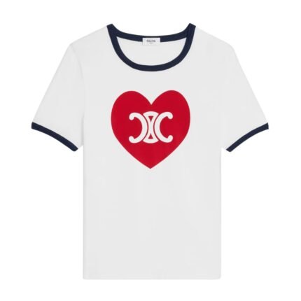 CELINE HEART TRIOMPHE T SHIRT IN COTTON JERSEY