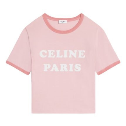 CELINE PARIS 70S T SHIRT IN COTTON JERSEY LIGHT ROSE