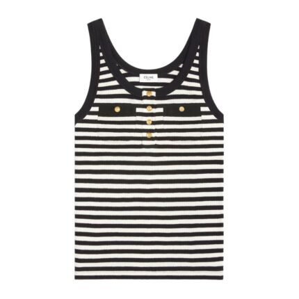 CELINE MARINIÈRE TANK TOP IN RIBBED COTTON JERSEY