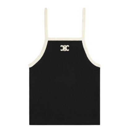 CELINE TANK TOP WITH TRIOMPHE EMBROIDERY IN COTTON JERSEY
