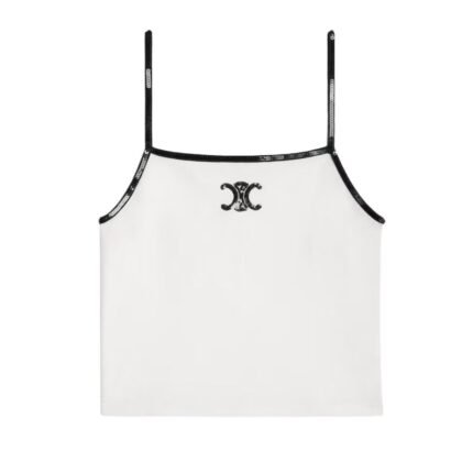 CELINE EMBROIDERED TRIOMPHE TANK TOP IN COTTON JERSEY