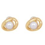 LES PERLES CELINE MAILLON EARRINGS IN BRASS WITH GOLD FINISH AND RESIN PEARLS