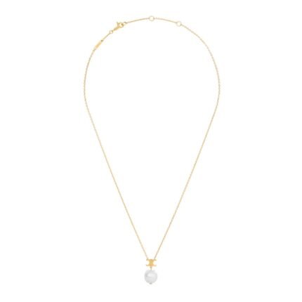 LES PERLES CELINE NECKLACE IN RESIN PEARL AND BRASS WITH GOLD FINISH