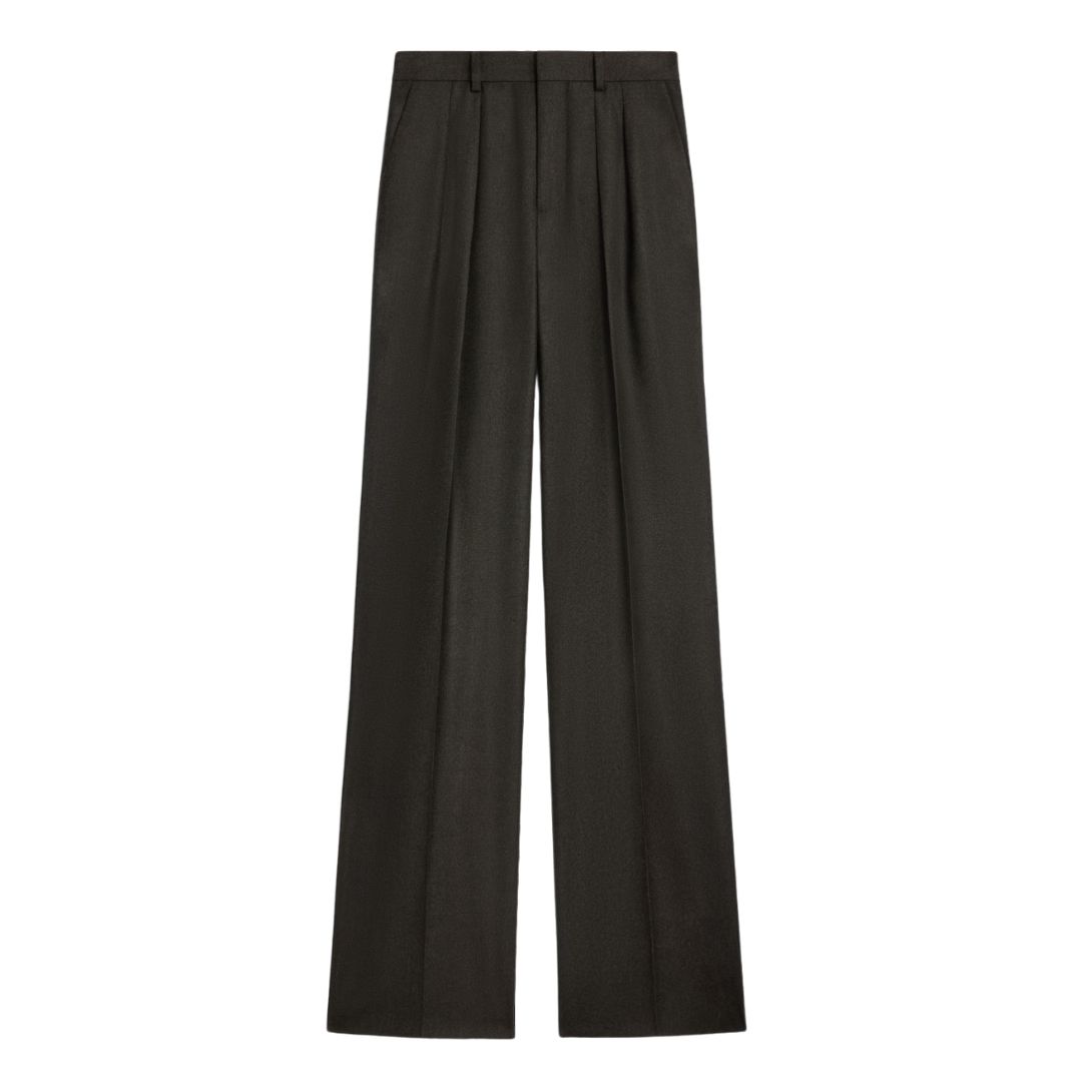 1 CELINE DOUBLE PLEATED TIXIE PANTS IN CASHMERE FLANNEL