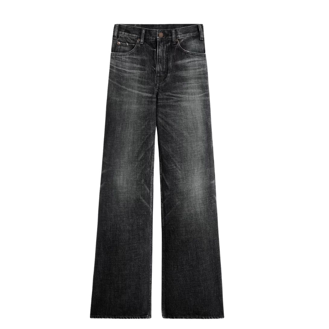 1 CELINE FLARED SURF JEANS IN BLACK ICE RINSE DENIM