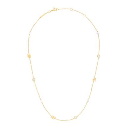 LES PERLES CELINE NECKLACE IN STRASS RESIN PEARLS AND BRASS WITH GOLD FINISH