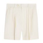 CELINE TRIPLE PLEATED MASCULIN SHORTS IN STRIPED WOOL