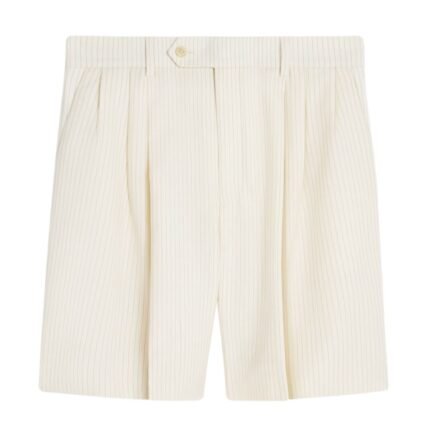 CELINE TRIPLE PLEATED MASCULIN SHORTS IN STRIPED WOOL