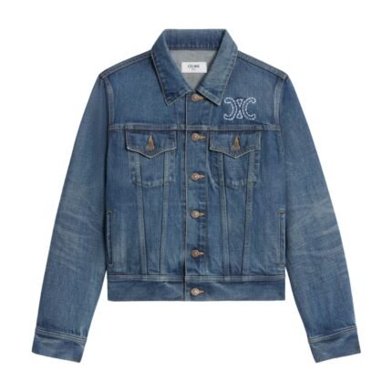 CELINE TRUCKER JACKET IN DARK UNION WASH DENIM