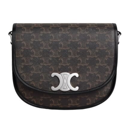 CELINE MEDIUM BESACE TRIOMPHE IN TRIOMPHE CANVAS AND CALFSKIN