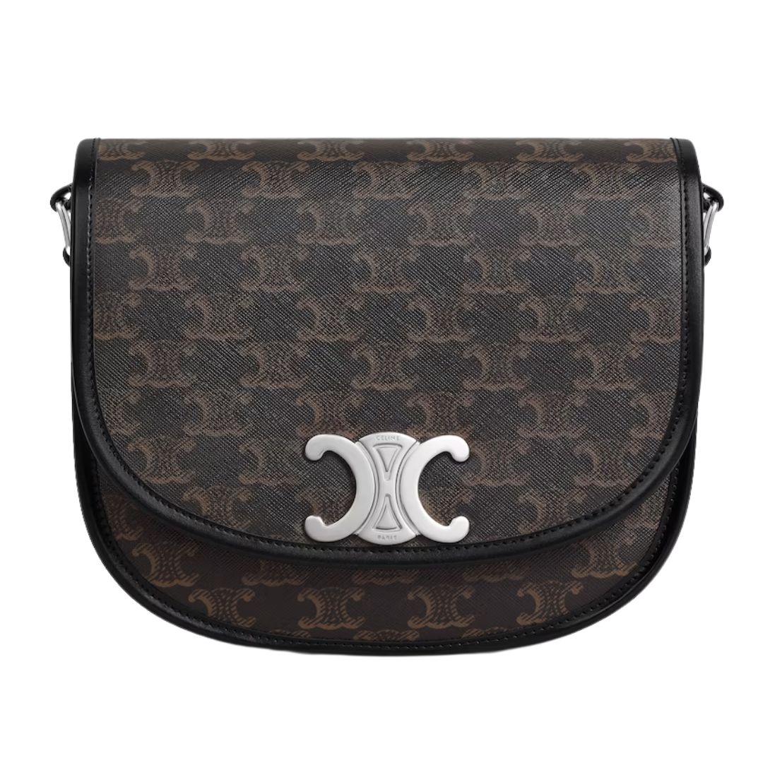 1 CELINE MEDIUM BESACE TRIOMPHE IN TRIOMPHE CANVAS AND CALFSKIN