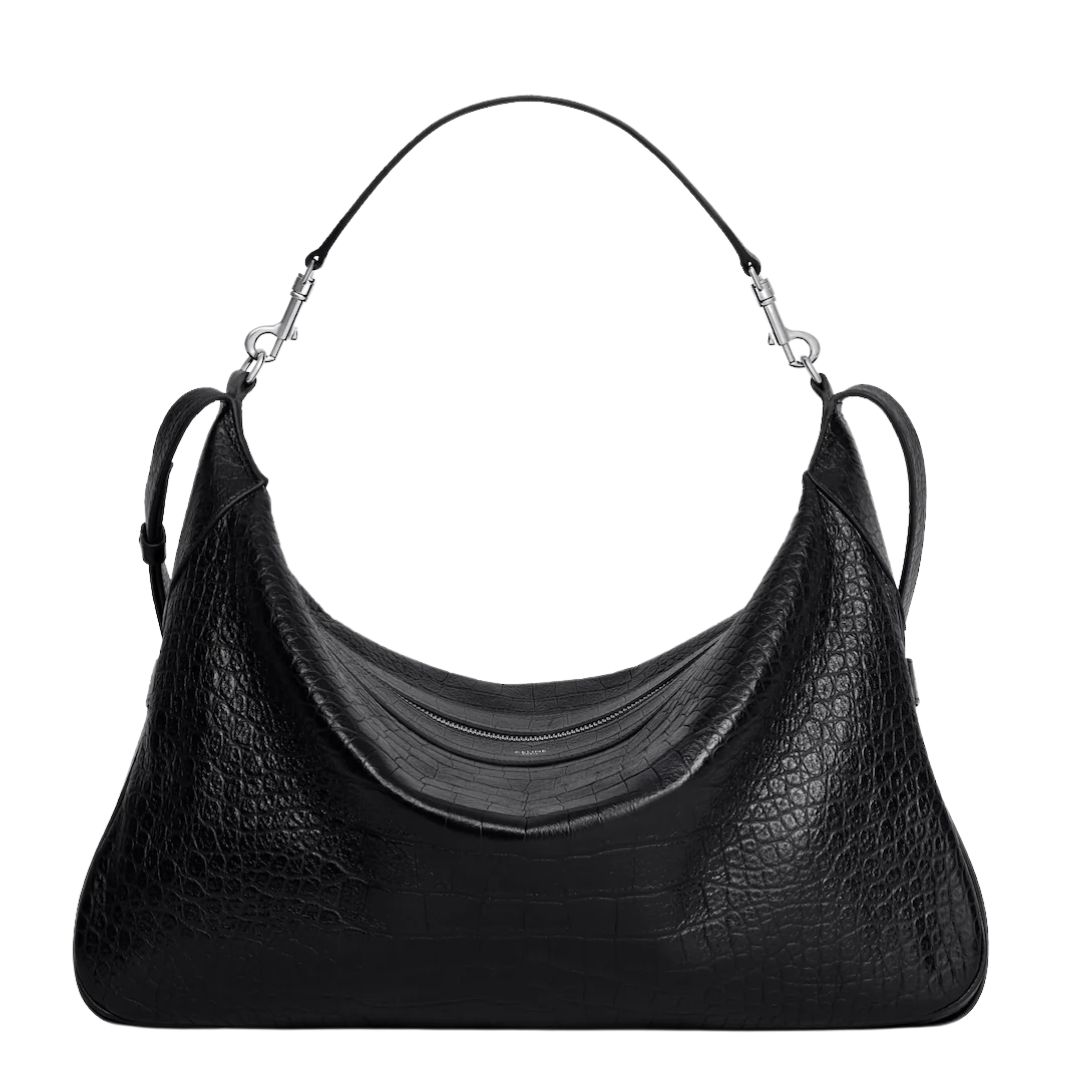1 CELINE LARGE STRAP ROMY IN CROCODILE EMBOSSED DEERSKIN