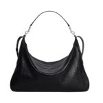 CELINE LARGE STRAP ROMY IN CROCODILE EMBOSSED DEERSKIN BLACK