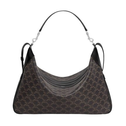 CELINE LARGE STRAP ROMY IN TRIOMPHE CANVAS AND CALFSKIN