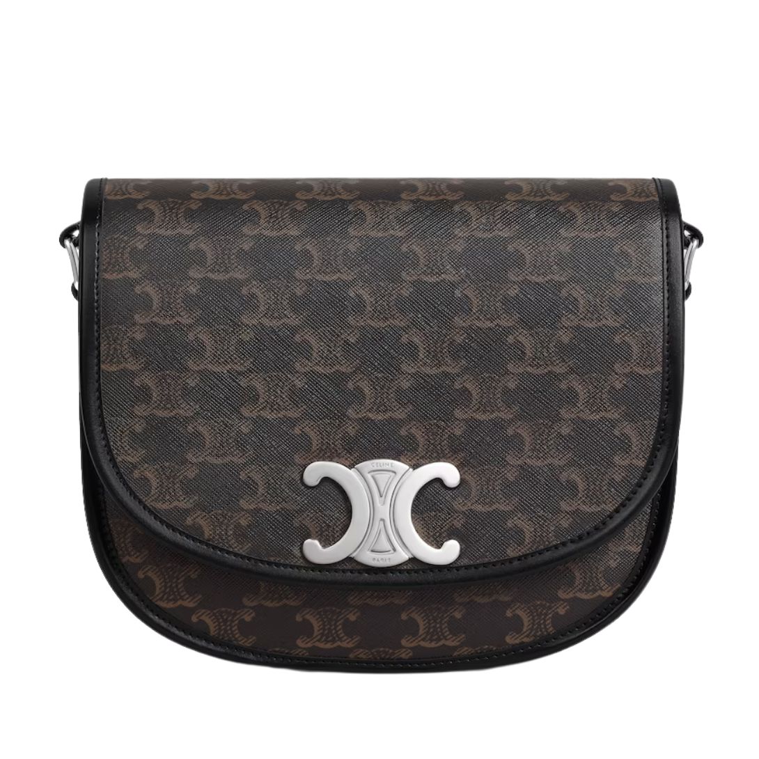 1 CELINE MEDIUM BESACE TRIOMPHE IN TRIOMPHE CANVAS AND CALFSKIN