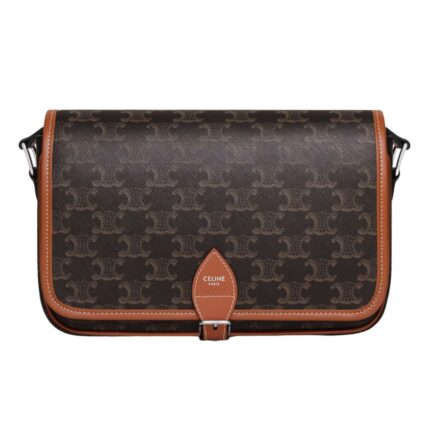 CELINE SMALL FOLCO MESSENGER IN TRIOMPHE CANVAS AND CALFSKIN