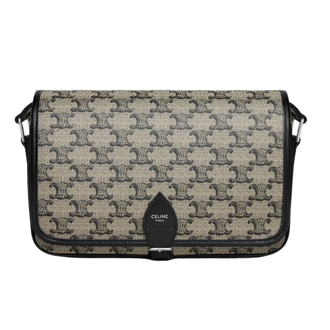 1 CELINE SMALL FOLCO MESSENGER IN TRIOMPHE CANVAS AND CALFSKIN BEIGE