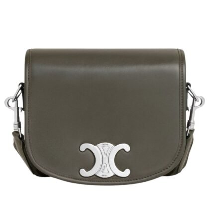 CELINE SMALL BESACE STRAP TRIOMPHE IN SUPPLE NATURAL CALFSKIN DARK ARMY