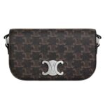 CELINE SMALL CROSSBODY BAG TRIOMPHE IN TRIOMPHE CANVAS AND CALFSKIN BLACK