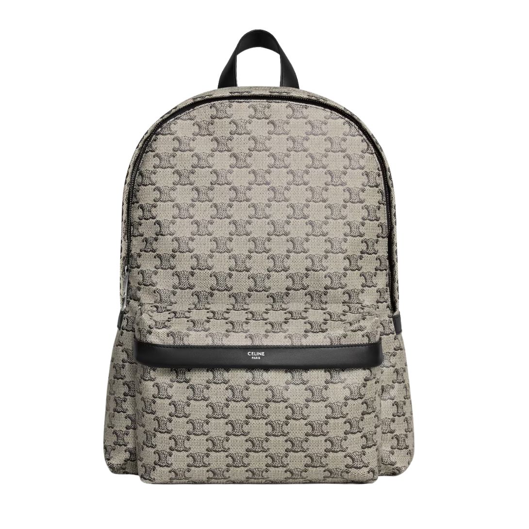 1 CELINE MEDIUM BACKPACK IN TRIOMPHE CANVAS AND CALFSKIN BEIGE