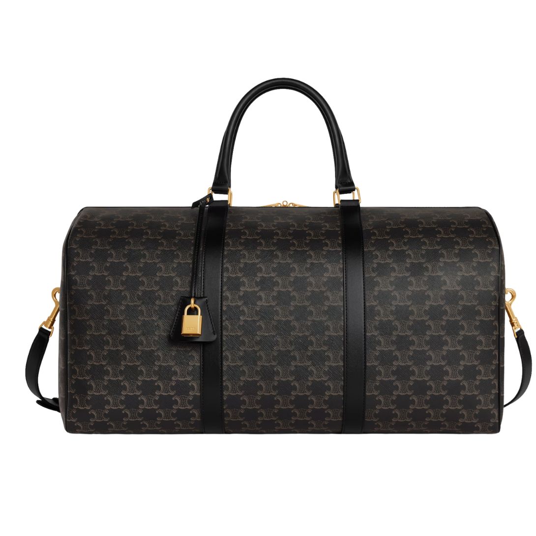 1 CELINE LARGE TRAVEL BAG IN TRIOMPHE CANVAS AND CALFSKIN BLACK