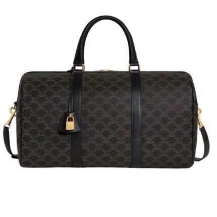 CELINE MEDIUM VOYAGE TRIOMPHE CANVAS AND CALFSKIN BLACK
