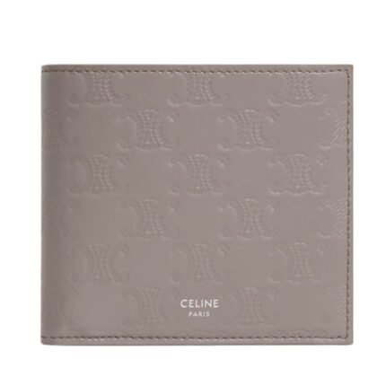 CELINE BI FOLD WALLET WITH COIN COMPARTMENT IN CALFSKIN WITH TRIOMPHE EMBOSSED BLACK