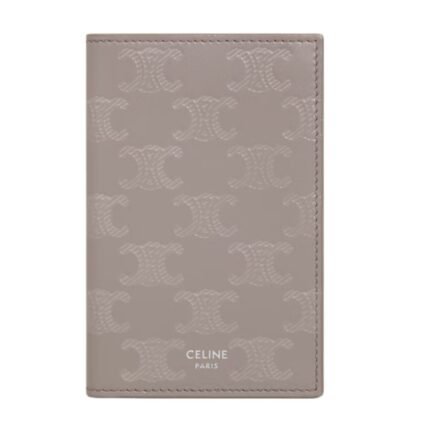 CELINE VERTICAL CARD HOLDER IN CALFSKIN WITH TRIOMPHE EMBOSSED PEBBLE
