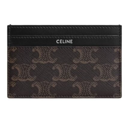 CELINE MEDIUM CARD HOLDER IN TRIOMPHE CANVAS AND CALFSKIN