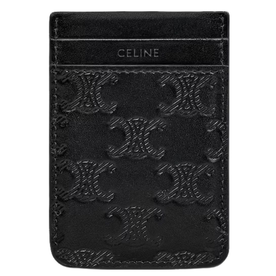 1 CELINE MAGNET CARD HOLDER IN CALFSKIN WITH TRIOMPHE EMBOSSED