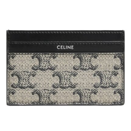 CELINE MEDIUM CARD HOLDER IN TRIOMPHE CANVAS AND CALFSKIN