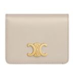 CELINE TRIOMPHE COMPACT WALLET IN SHINY CALFSKIN BLACK