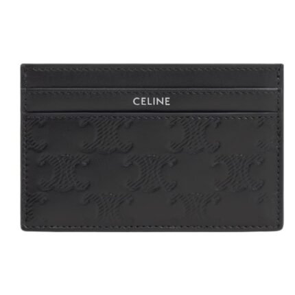 CELINE MEDIUM CARD HOLDER IN CALFSKIN WITH TRIOMPHE EMBOSSED PEBBLE
