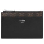 CELINE ZIPPED CARD HOLDER IN TRIOMPHE CANVAS AND LAMBSKIN TAN