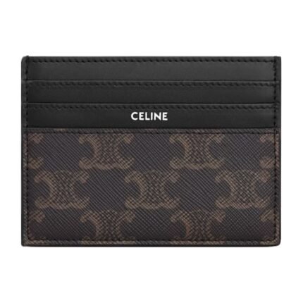 CELINE LARGE CARD HOLDER IN TRIOMPHE CANVAS AND CALFSKIN