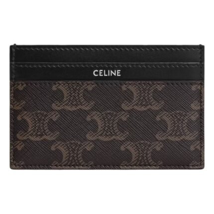 CELINE MEDIUM CARD HOLDER IN TRIOMPHE CANVAS AND CALFSKIN BLACK