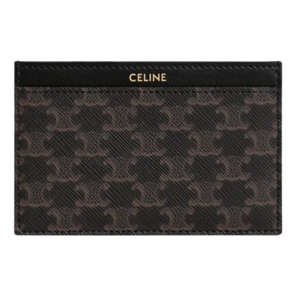 CELINE CARD HOLDER IN TRIOMPHE CANVAS AND CALFSKIN
