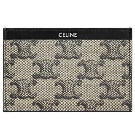 CELINE CARD HOLDER IN TRIOMPHE CANVAS AND CALFSKIN BEIGE