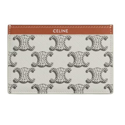 CELINE CARD HOLDER IN TRIOMPHE CANVAS AND CALFSKIN TAN