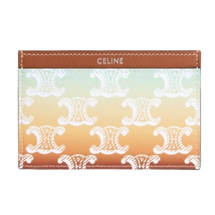 CELINE CARD HOLDER IN TRIOMPHE CANVAS SUNSET AND CALFSKIN