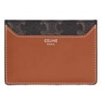 CELINE CARD HOLDER IN TRIOMPHE CANVAS AND CALFSKIN TAN